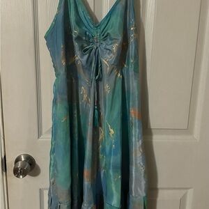 Elegant Blue and Gold Women's Dress